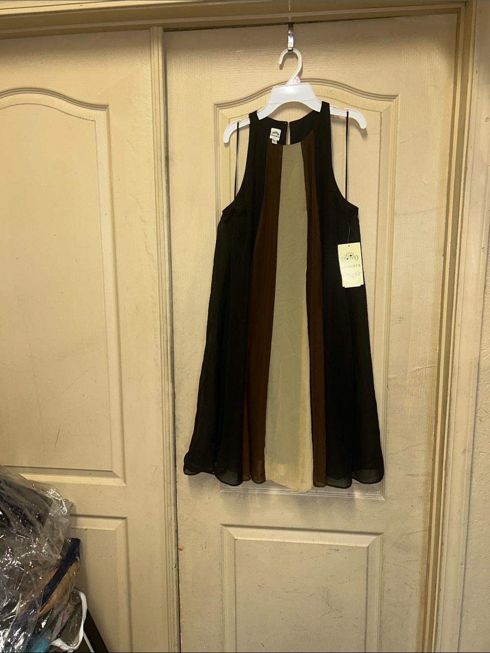 Signature by Sangria Black Brown Cream Colorblock Midi Dress
